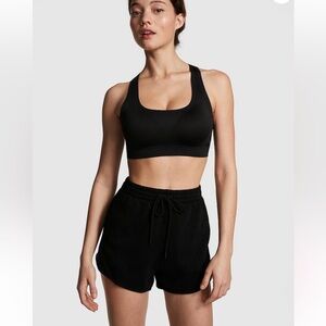 Victoria's Secret PINK Ivy Fleece Curved Hem Short w/Logo  Black Size S  NWT